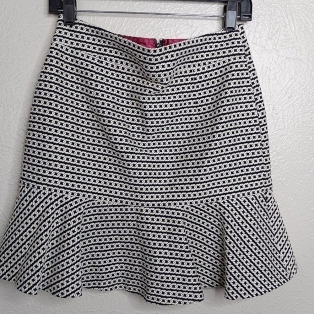 Banana Republic Petite‎ 2P Black White Chain Link Print Flounce Hem Mini Skirt